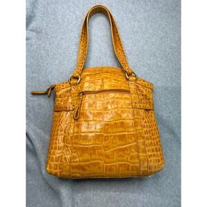 Michael Rome Designs Italian Leather Croc Embossed Tote Bag